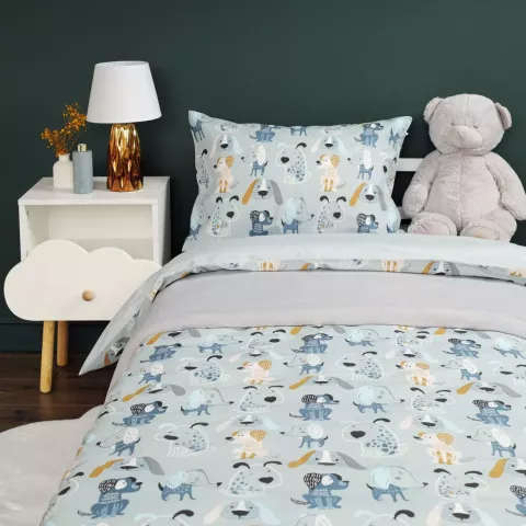 Комплект постельного белья Siberia Home “Собачки” (серый), 1.5 спальный