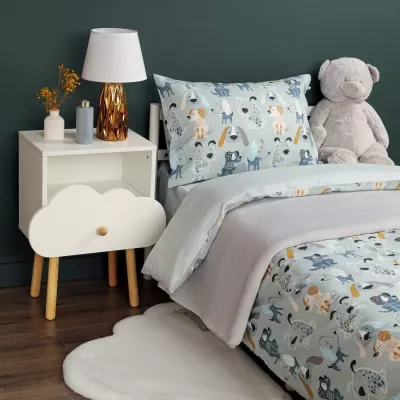 Комплект постельного белья Siberia Home “Собачки” (серый), 1.5 спальный