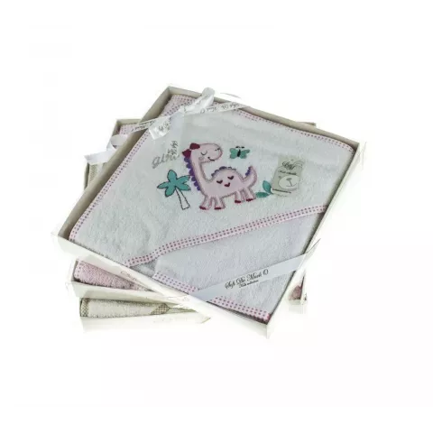 Полотенце-уголок и мочалка Sofi De Marko “FANNY DINO” (белый), 80x80