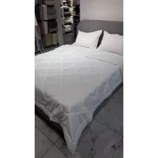 Комплект с одеялом DonCotton "Stripe Sateen" (белый), евро