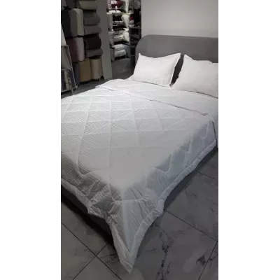 Комплект с одеялом DonCotton "Stripe Sateen" (белый), евро