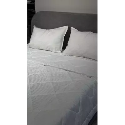 Комплект с одеялом DonCotton "Stripe Sateen" (белый), евро