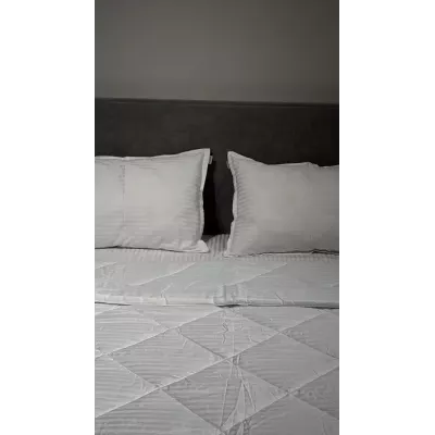 Комплект с одеялом DonCotton "Stripe Sateen" (белый), евро