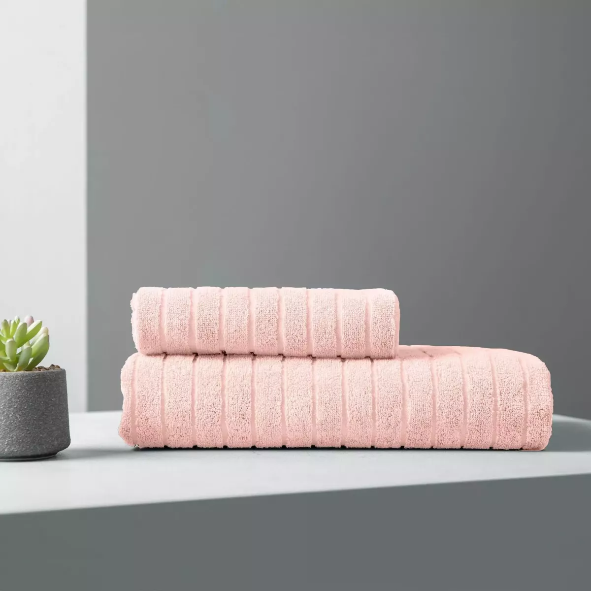 Махровое банное полотенце Волшебная ночь ”Wave” (Пастельно-розовый), 70х140