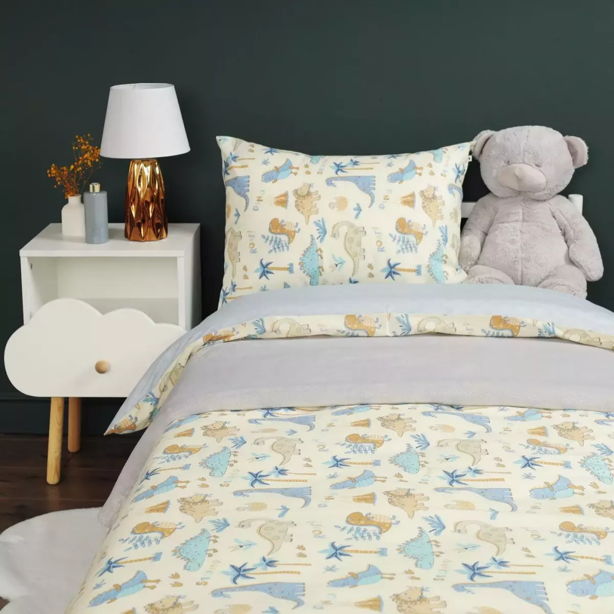 Комплект постельного белья Siberia Home “Динозавры” (желтый), 1.5 спальный