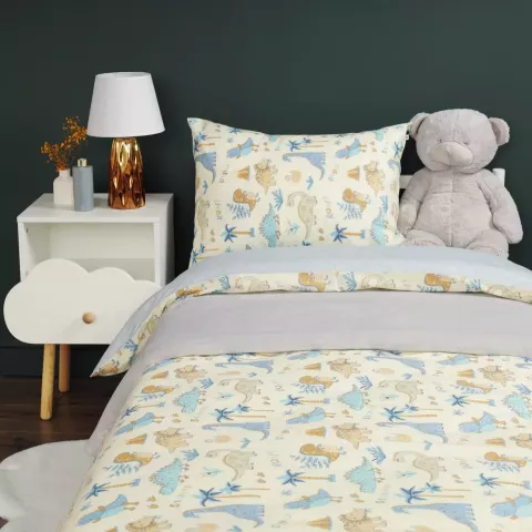 Комплект постельного белья Siberia Home “Динозавры” (желтый), 1.5 спальный