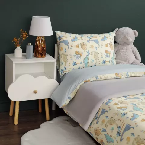 Комплект постельного белья Siberia Home “Динозавры” (желтый), 1.5 спальный