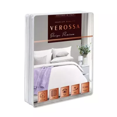 Комплект постельного белья Verossa stripe-sateen “Royal” (белый), семейный