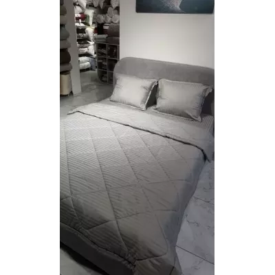 Комплект с одеялами DonCotton "Stripe Sateen" (серый), семейный