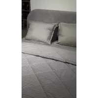 Комплект с одеялами DonCotton "Stripe Sateen" (серый), семейный