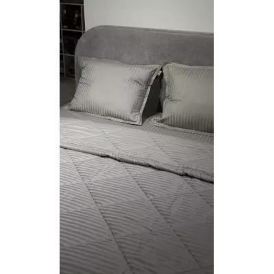 Комплект с одеялами DonCotton "Stripe Sateen" (серый), семейный