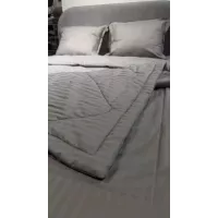 Комплект с одеялами DonCotton "Stripe Sateen" (серый), семейный