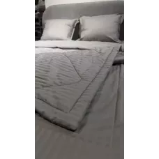 Комплект с одеялами DonCotton "Stripe Sateen" (серый), семейный