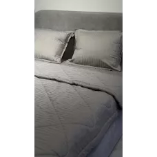 Комплект с одеялами DonCotton "Stripe Sateen" (серый), семейный