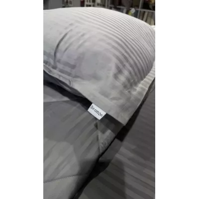 Комплект с одеялами DonCotton "Stripe Sateen" (серый), семейный