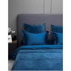 Комплект постельного белья KAZANOV.A Lindor Premium деним/платина (египетский хлопок-велюр), евро