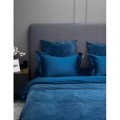 Комплект постельного белья KAZANOV.A Lindor Premium деним/платина (египетский хлопок-велюр), евро