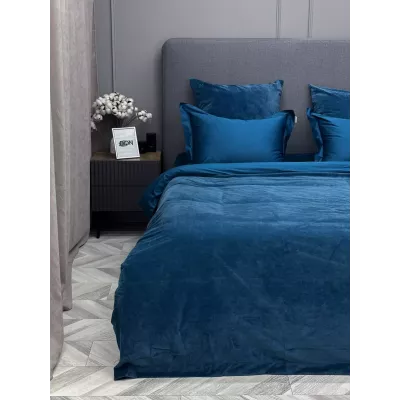 Комплект постельного белья KAZANOV.A Lindor Premium деним/платина (египетский хлопок-велюр), евро