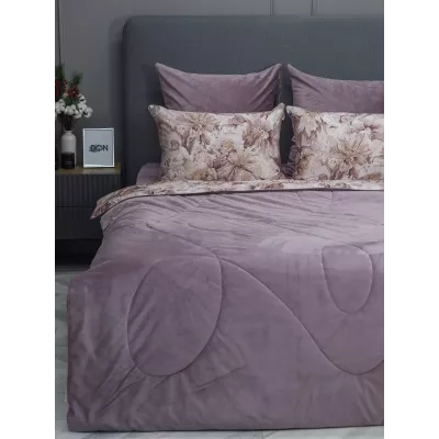 Комплект с одеялом KAZANOV.A “Хиллари” пыльная роза (египетский хлопок-велюр), 1.5 спальный