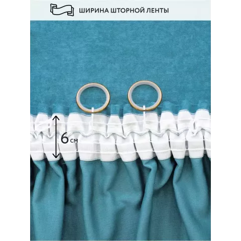 Шторы интерьерные на шторной ленте с подхватами DonCotton "Канвас" темная бирюза