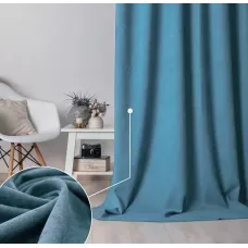 Шторы интерьерные на шторной ленте с подхватами DonCotton "Канвас" темная бирюза