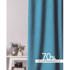 Шторы интерьерные на шторной ленте с подхватами DonCotton "Канвас" темная бирюза
