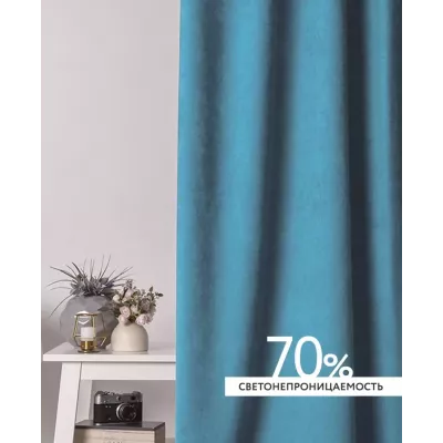 Шторы интерьерные на шторной ленте с подхватами DonCotton "Канвас" темная бирюза