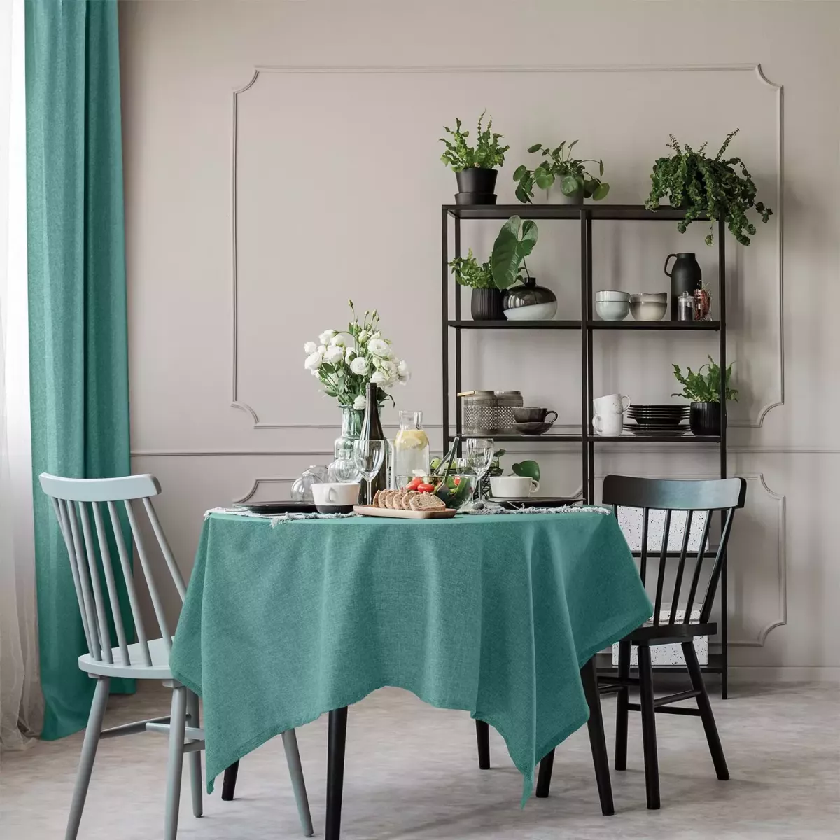 Комплект Штор Волшебная Ночь “Рогожка” (морская волна), 165х270