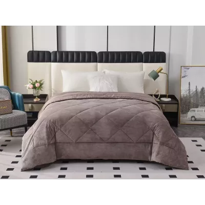 Двустороннее одеяло полуторное Sofi De Marko «Монако» кофе (велюр-сатин) 160х220