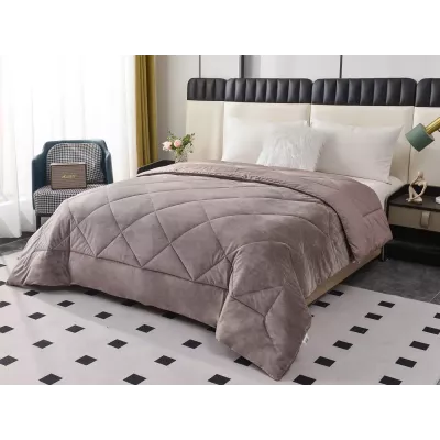 Двустороннее одеяло полуторное Sofi De Marko «Монако» кофе (велюр-сатин) 160х220