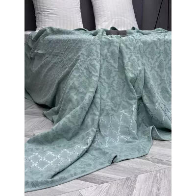 Махровое покрывало Karteks "Venesia" жаккард (бирюзовый), 160х220