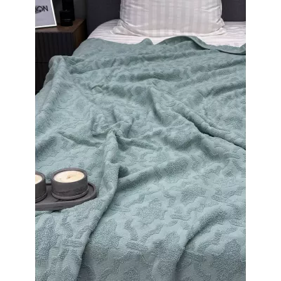 Махровое покрывало Karteks "Venesia" жаккард (бирюзовый), 160х220
