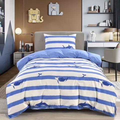 Комплект постельного белья Sofi De Marko “Касатки” (синий), 1.5 спальный