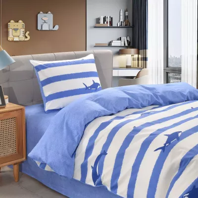 Комплект постельного белья Sofi De Marko “Касатки” (синий), 1.5 спальный