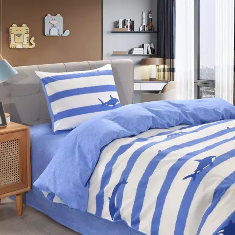 Комплект постельного белья Sofi De Marko “Касатки” (синий), 1.5 спальный