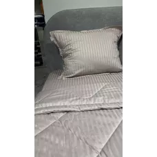 Комплект с одеялом DonCotton "Stripe Sateen " (тёмно бежевый), евро