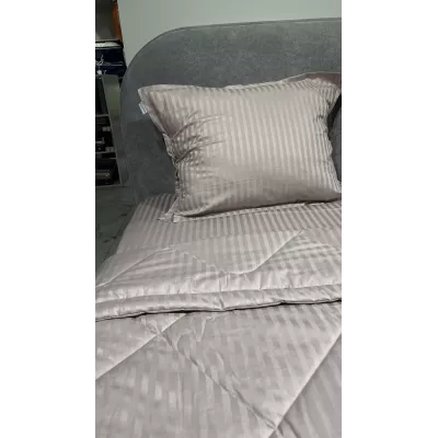 Комплект с одеялом DonCotton "Stripe Sateen " (тёмно бежевый), евро