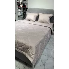 Комплект с одеялом DonCotton "Stripe Sateen " (тёмно бежевый), евро