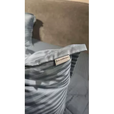 Комплект с одеялом DonCotton "Stripe Sateen" (синий туман), евро
