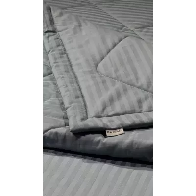 Комплект с одеялом DonCotton "Stripe Sateen" (синий туман), евро