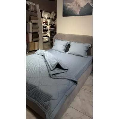 Комплект с одеялом DonCotton "Stripe Sateen" (синий туман), евро