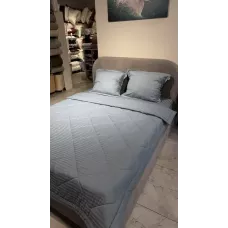 Комплект с одеялом DonCotton "Stripe Sateen" (синий туман), евро