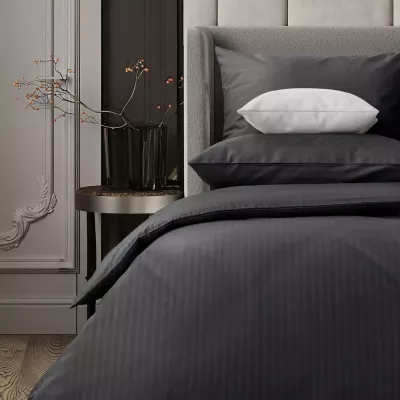 Комплект постельного белья Verossa stripe-sateen “Black”, 1.5 спальный