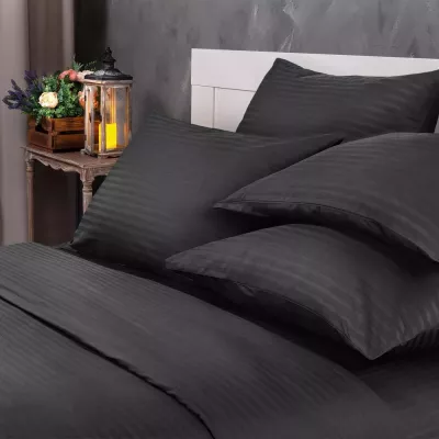 Комплект постельного белья Verossa stripe-sateen “Black”, 1.5 спальный