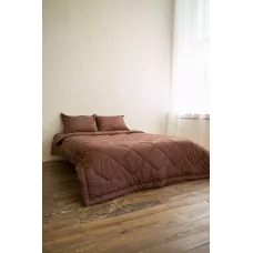 Комплект с одеялами DonCotton "Stripe Sateen" (шоколад), семейный