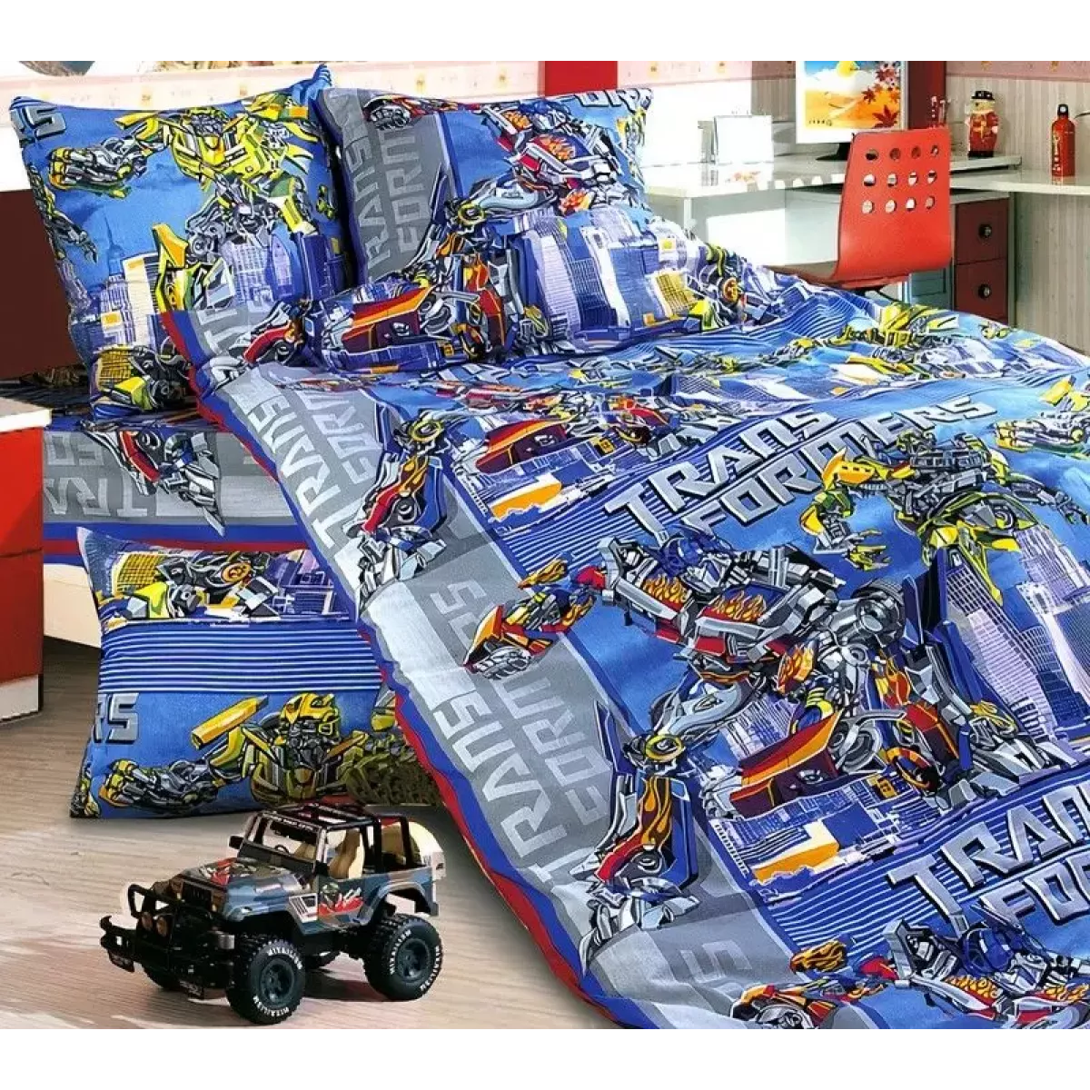 Комплект постельного белья Бамбино “Трансформеры” (перкаль), 1.5 спальный