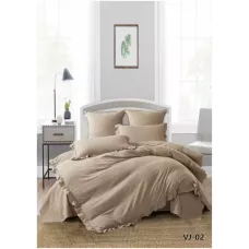 Комплект постельного белья Karteks "Вареный жаккард с рюшей" VJ-02, двухспальный