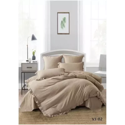 Комплект постельного белья Karteks "Вареный жаккард с рюшей" VJ-02, двухспальный