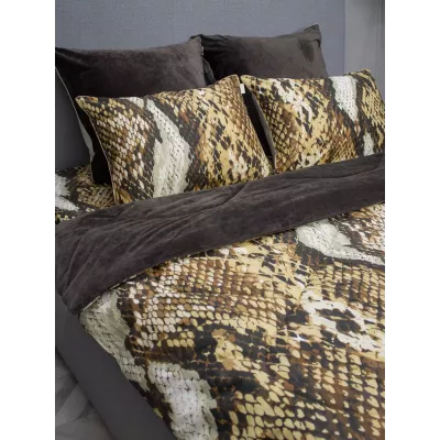 Комплект с одеялом KAZANOV.A “Питон” капучино беж (хлопок-велюр), 1.5 спальный