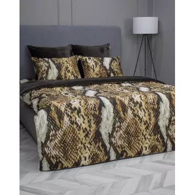 Комплект с одеялом KAZANOV.A “Питон” капучино беж (хлопок-велюр), 1.5 спальный